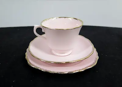 Buy Vale Genuine Bone China Gold / Pink Cup & Saucer Side Plate Made Longton England • 12.99£