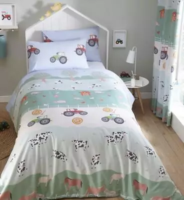 Buy New Duvet Set Farm Animals Tractor Kids Quilt Cover Childrens Bedding Boys Girls • 29.99£