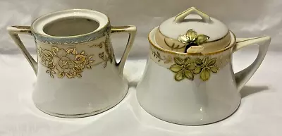 Buy 2 Vtg-antique Nippon & Noritake Porcelain Mustard Jars W/lid And Spoon Japan • 11.79£