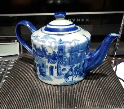 Buy Victoria Ware Ironstone Flow Blue Style Tea Pot Blue On Pale Celadon Chinoiserie • 14.16£
