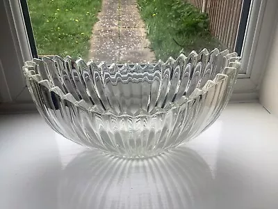 Buy Vintage Art Deco Style Sowerby Crystal Clear Sawtooth Rim Glass Fruit Bowl • 7.99£