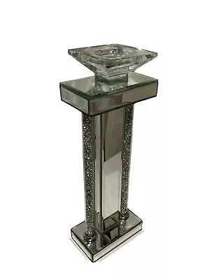 Buy Large Mirror Silver Glass Candle Holder • 12£