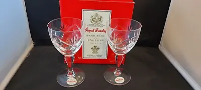 Buy Royal Brierley 'Braemar' Wine Glasses Tall Stem X 2 (5 1/4   Tall ) Box & Labels • 19.99£