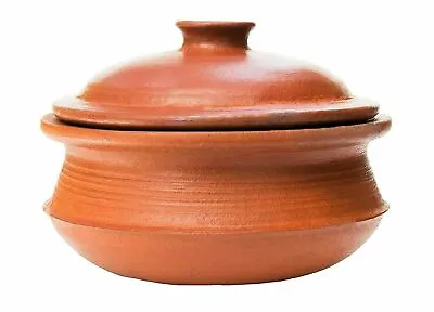 Buy Clay Pottery Earthen Handi/Biryani Pot For Cooking With Lid_Unglazed (RED, 2 Lit • 62.47£