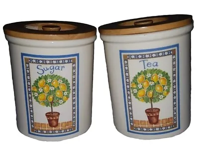 Buy Cloverleaf Oranges And Lemons Tea And Sugar Storage Jars Free UK Postage Packag • 17.95£
