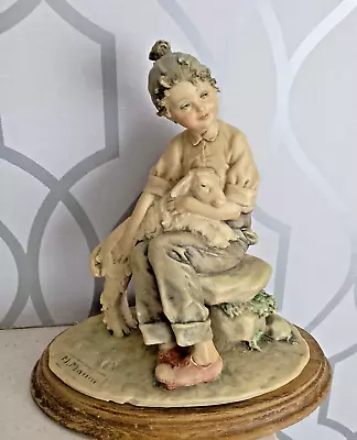 Buy Vintage Capodimonte Figurine ~ Girl With Lamb Signed M. Marini • 10£