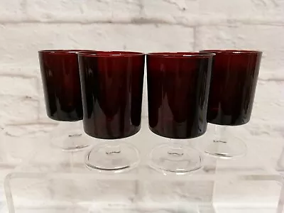 Buy Luminarc Ruby Red Sherry Wine Aperitif Glasses X4 Immaculate DARK RUBY RED • 9.99£