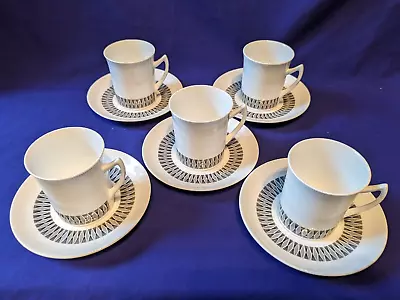 Buy Vintage Calypso Elizabethan Fine Bone China Taylor & Kent 5 Coffee Cups Saucers • 10£