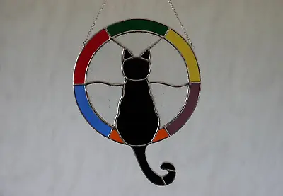 Buy Stained Glass Large Cat At A Rainy Window Hanger/Suncatcher Gift/Decoration • 60£