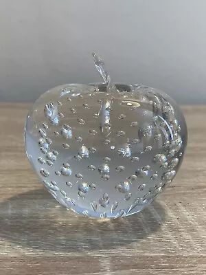 Buy Clear Cumbria Crystal Bubbles Art Glass Apple Paperweight • 3.50£