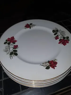 Buy Staffordshire Genuine Bone China Dinner Plates X 6 (Purple Rose) • 20.50£