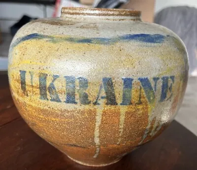 Buy Signed Contemporary American Art Pottery Vase With Ukraine & Symbol - 8  Tall • 165.96£