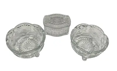 Buy Set Of 2 Crystal Footed Dishes With Lidded Dish (M123), Vintage, Glassware • 19.99£
