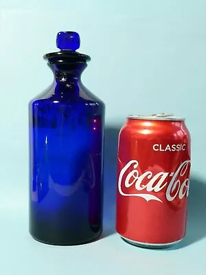 Buy 19thC Original Cobalt Blue Blown Glass Druggist Chemist Bottle + Stopper • 125£