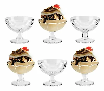 Buy 6 X Ice Cream Sundae Glass Dessert Bowls Stemmed Footed Trifle Pudding Glasses • 8.40£