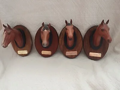 Buy 4x Beswick Horse Racing Head Wall Plaques - Red Rum, The Minstrel, Arkle & Troy • 115£