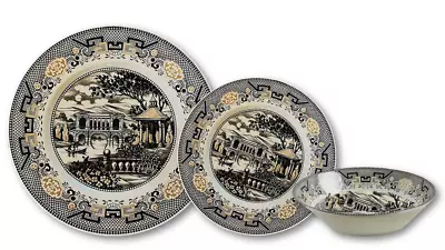 Buy Royal Stafford Black & Gold Pottery Dishes Riverside Dinnerware Set 3-Pc • 37.84£