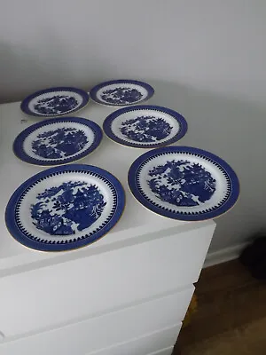 Buy Royal Worcester Blue And White Willow Pattern 7  Side Plates X 6 • 19.99£