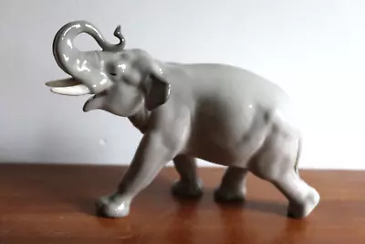 Buy Stunning Vintage USSR Lomonosov Porcelain Elephant In Excellent Condition • 30£