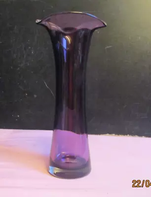 Buy Vintage Dartington Handmade Glass  Vase In Amethyst/Purple Colour 12'' Tall • 5£