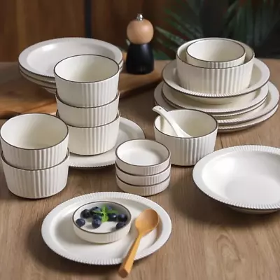 Buy Scandinavian Retro Tableware Ceramic Bowl Household 2024 New Modern Simple Rice  • 35.47£