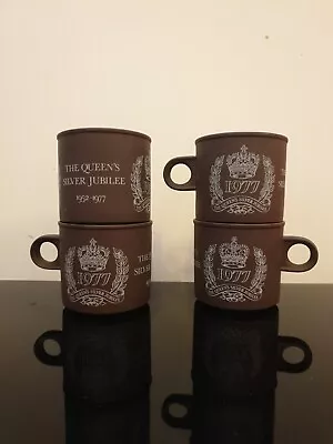 Buy 4 X Hornsea Pottery Brown Ceramic Mug Queen Elizabeth Silver Jubilee 1952-1977. • 10£