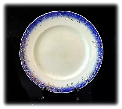 Buy Antique Flow Blue Dinner Plate American Limoges Porcelain Gold Floral Swags • 5.68£