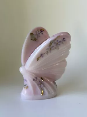 Buy Fenton Art Glass Pink Rosalene Butterfly Hand Painted • 99.46£