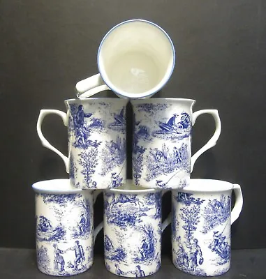 Buy Set Of 8/6/4/2/1 Mugs Village Life Blue Mugs Fine Bone China Castle Shape 10oz • 18.99£