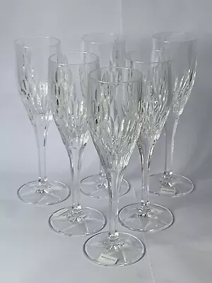 Buy Royal Doulton Retro Lead Crystal 6 X Champagne Flute Glass Set BRAND NEW • 59.99£