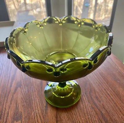 Buy Vtg Indiana Glass Green Fruit Pedestal Bowl • 14.23£