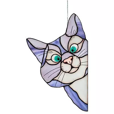 Buy Stained Glass Cat Art Multicolor Cat Decoration Pendant Window Hanging Ornament • 13.19£