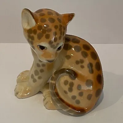 Buy Lomonosov Russian Porcelain Made In USSR Leopard Cub Sitting Excellent Condition • 29.95£