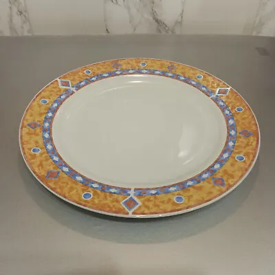Buy Royal Norfolk Dinner Plates Orange And Blue Diamond Pattern 10.5  • 5£