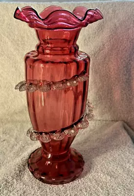 Buy Stunning Vintage Cranberry  Glass Vase • 9.99£