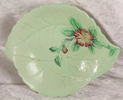 Buy Carlton Ware Green Leaf Pin Tray With Pinkflower Design 5 Inches Across   • 5£