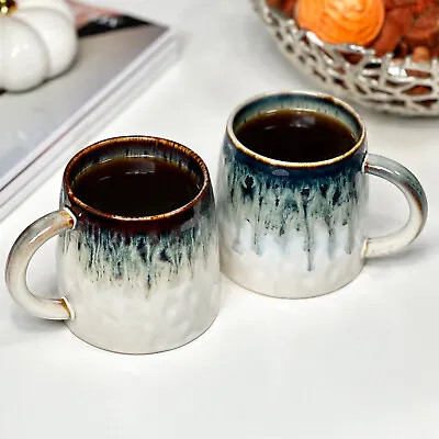 Buy Reactive Glaze Gothic Mug Set Of 2 450ml Blue White Fine China Large Coffee Cups • 16£