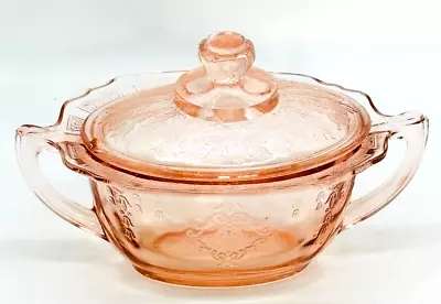 Buy Pink Depression Glass Sugar Bowl With Lid Anchor Hocking • 12.53£