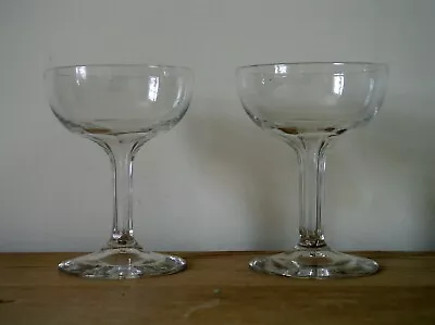 Buy Fine Pair Of Antique Hollow Stem Champagne Coupe Glasses 11.5 Cm C1900 • 40£
