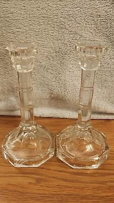 Buy X2 20cm Glass Candlestick Holders • 6£