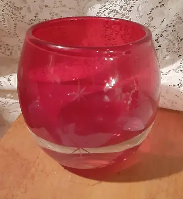 Buy Red Cut Glass Star Pattern Votive Candle Holder Made In Poland • 9.49£