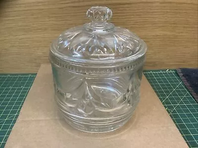 Buy Heavy Decorative Cut Glass Jar With Lid Good Size Many Uses  • 7.50£