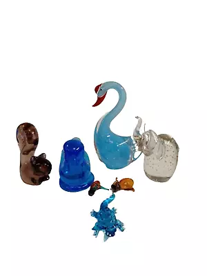Buy Hand Blown Glass Animal Ornaments Bundle Murano Style Free Standing Unique  • 6.99£
