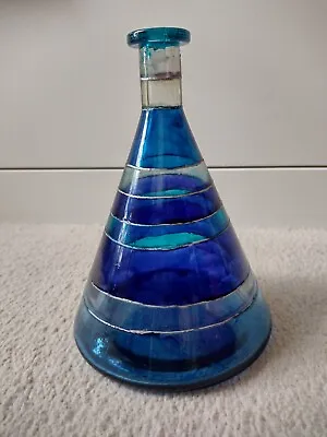 Buy Vintage Blue Glass Decanter/Bottle Art Glass No Stopper Used 16cm High  • 14.99£