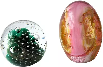 Buy Vintage Caithness Cinderella Pink & White Bubble & Goldrush Paperweights • 19.99£