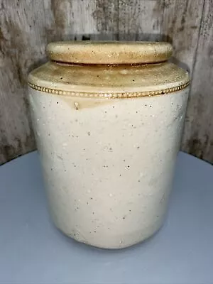 Buy Stoneware Two Tone Pot Cannister Pottery Jar Brown Vase Utensils Salt Glazed Old • 16£