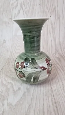 Buy Jersey Pottery Small Bud Vase Floral Green  Cream Freehand Painted 15cm • 11£
