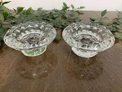 Buy Vintage Clear Cut Glass Candle Holders  • 14.99£