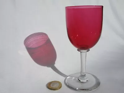 Buy Edwardian Art Nouveau Era Cranberry Pink Wine Glass Collar Under Bowl L4 • 15£