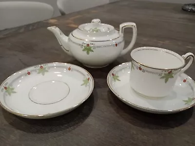 Buy Saxon Bone China Mini Teapot, Cup And Two Saucers Ely Design Rare Vintage • 8.99£